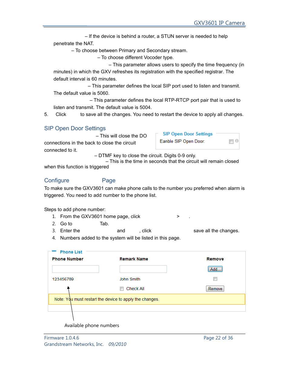 Grandstream Networks GXV3601 User Manual | Page 22 / 36