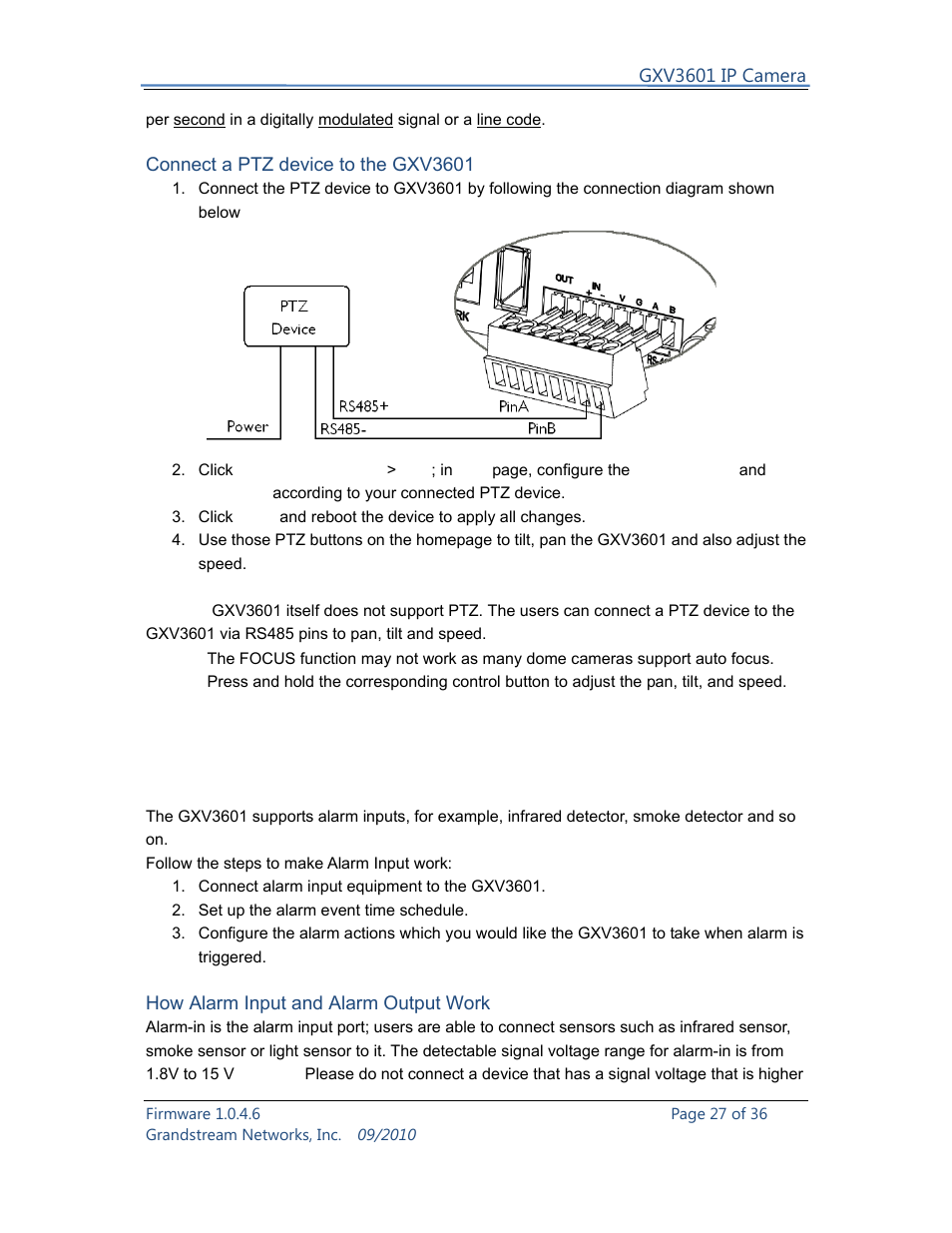 Grandstream Networks GXV3601 User Manual | Page 27 / 36