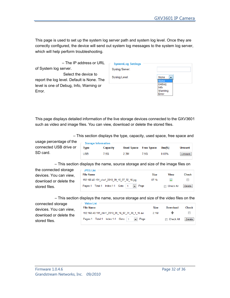 Grandstream Networks GXV3601 User Manual | Page 32 / 36