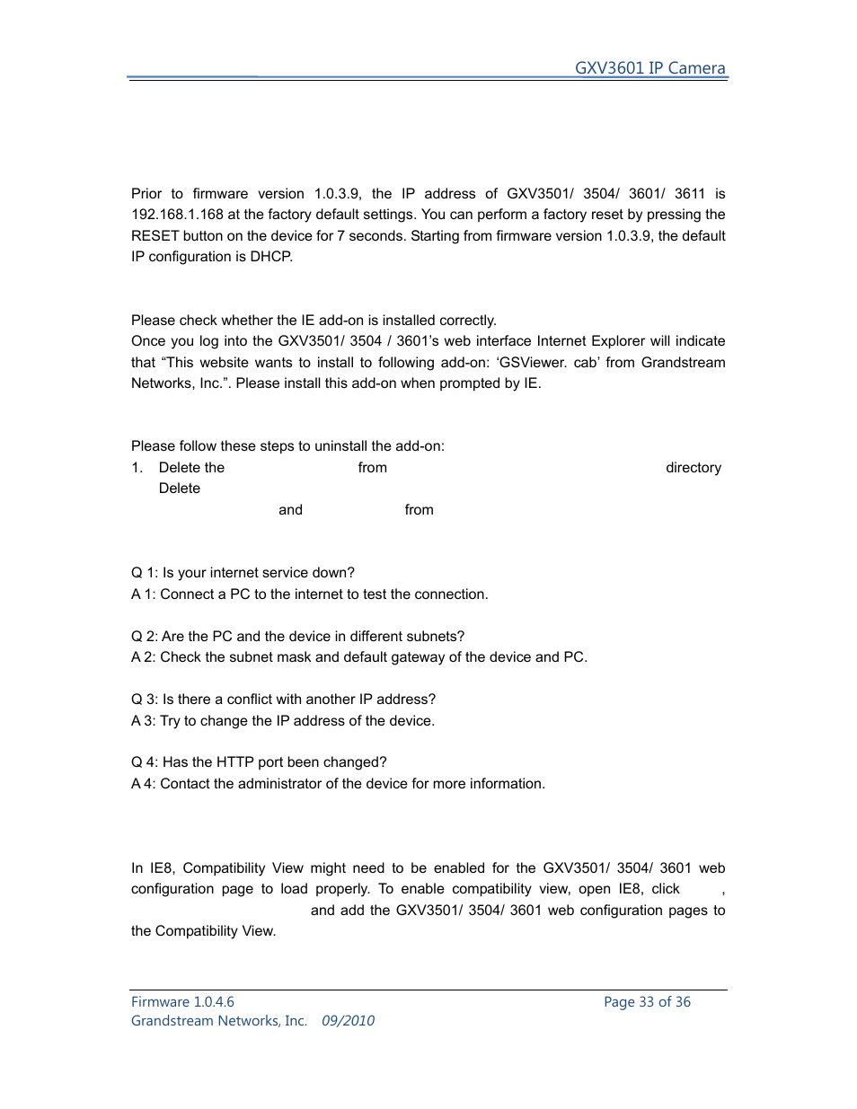 Grandstream Networks GXV3601 User Manual | Page 33 / 36
