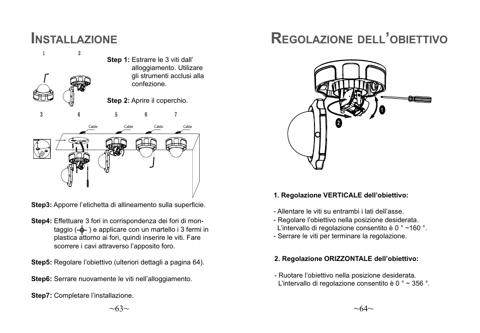 Egolazione, Dell, Obiettivo | Nstallazione | Grandstream Networks GXV3662 User Manual | Page 34 / 44