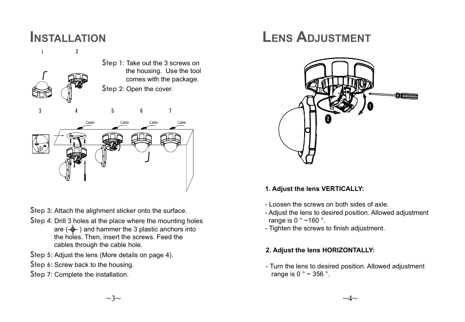 Djustment, Nstallation | Grandstream Networks GXV3662 User Manual | Page 4 / 44