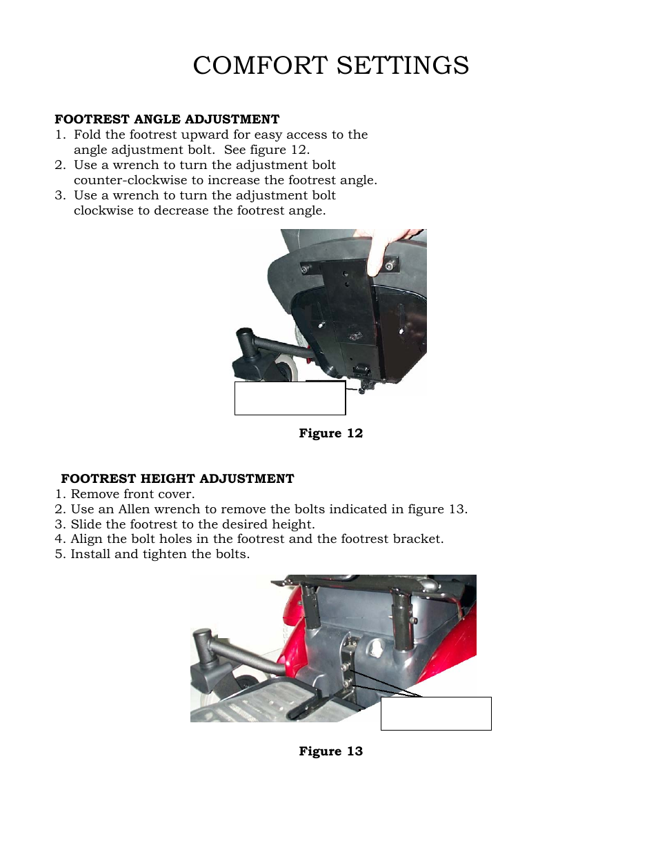 Comfort settings | Golden Technologies GP601 SS User Manual | Page 19 / 35