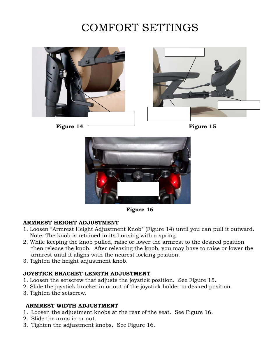 Comfort settings | Golden Technologies GP601 SS User Manual | Page 21 / 35