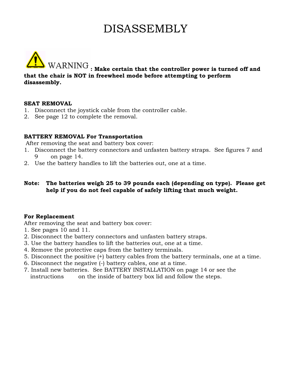 Disassembly | Golden Technologies GP601 SS User Manual | Page 31 / 35