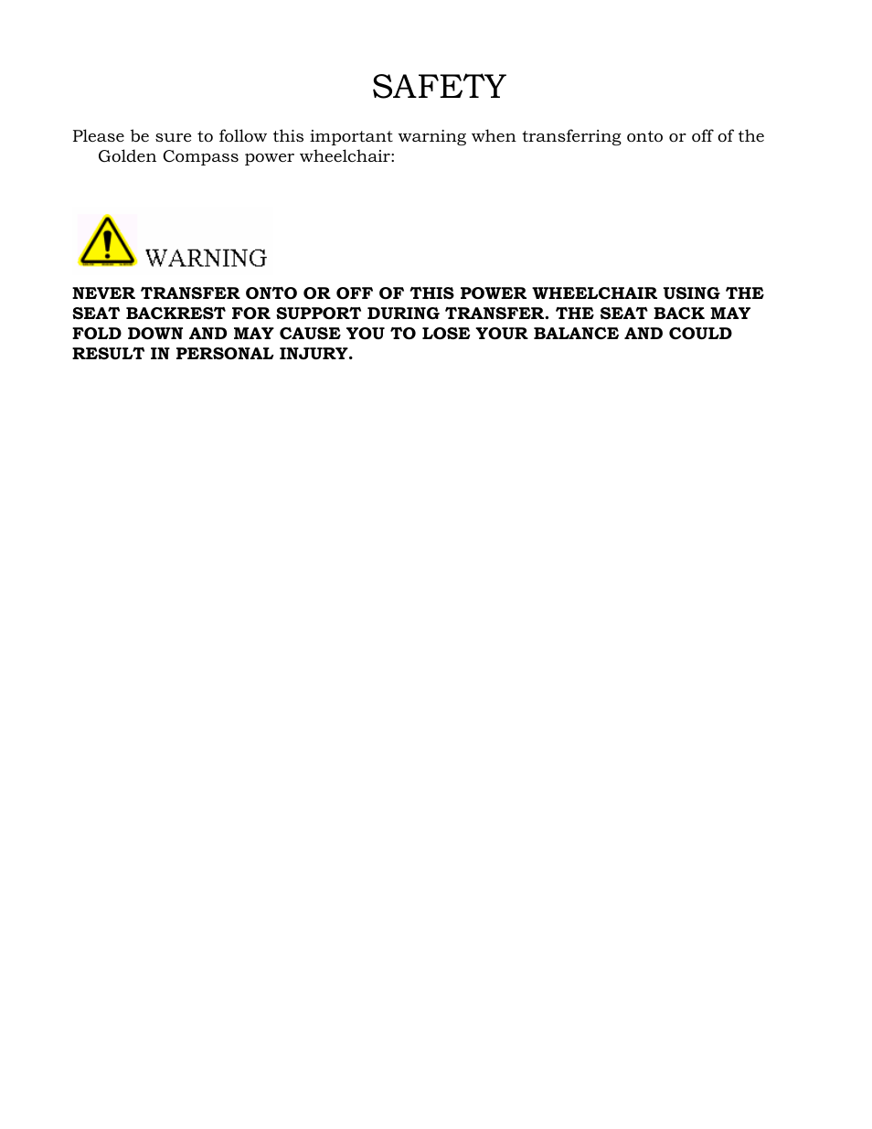 Safety | Golden Technologies GP601 SS User Manual | Page 8 / 35