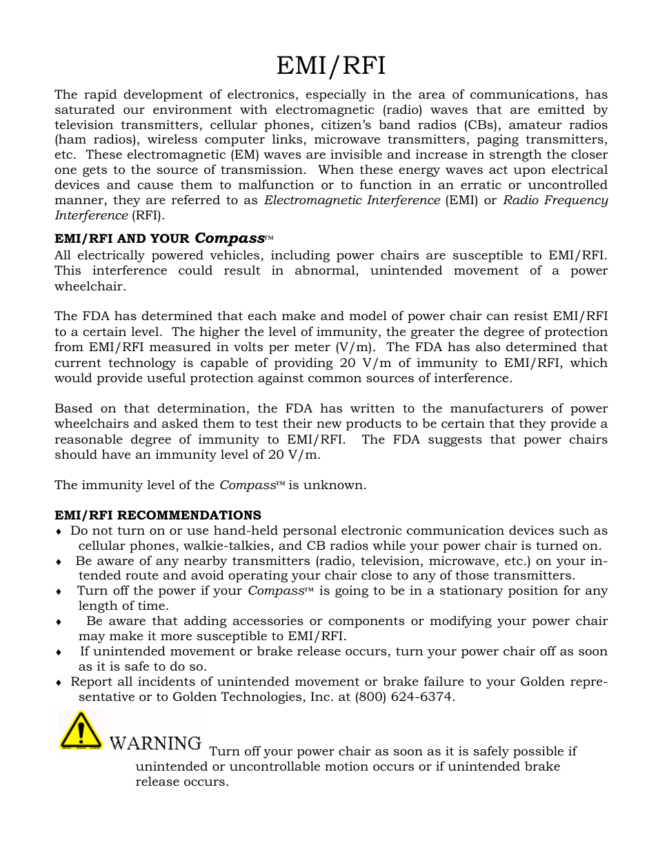 Emi/rfi | Golden Technologies GP601 SS User Manual | Page 9 / 35