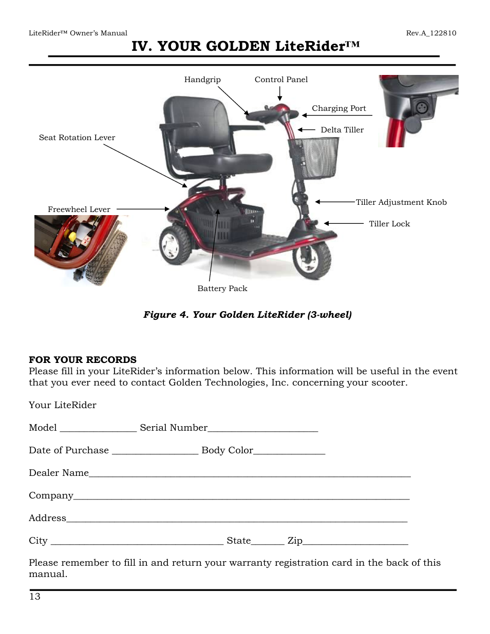 Iv. your golden literider | Golden Technologies GL140 User Manual | Page 14 / 43