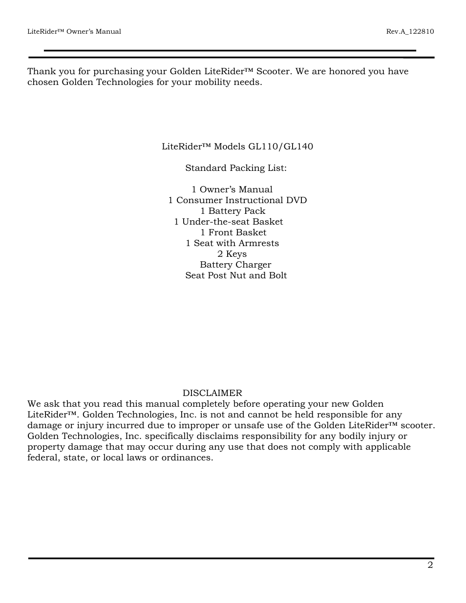 Golden Technologies GL140 User Manual | Page 3 / 43