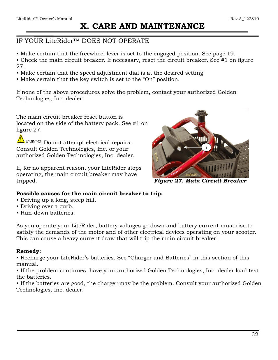X. care and maintenance | Golden Technologies GL140 User Manual | Page 33 / 43