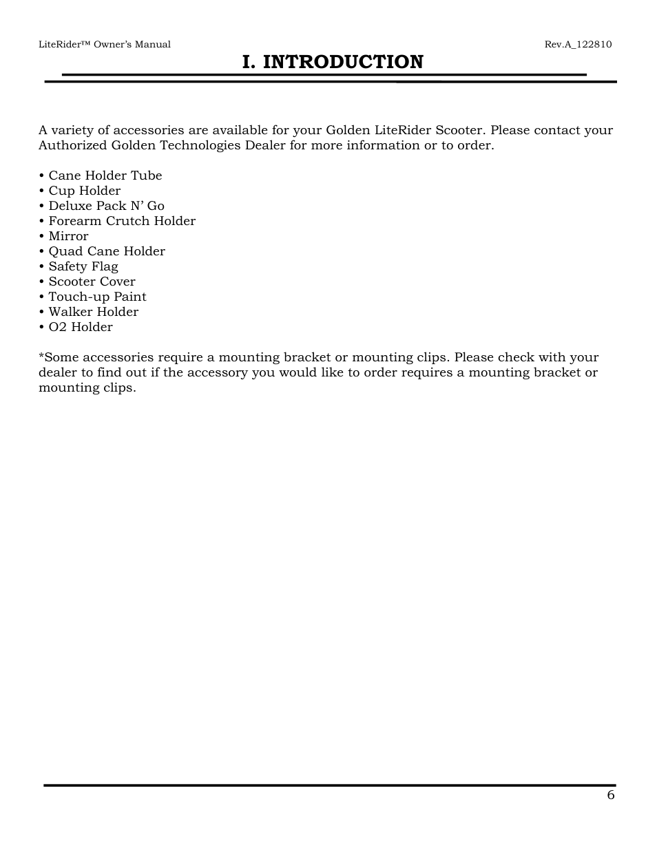 I. introduction | Golden Technologies GL140 User Manual | Page 7 / 43