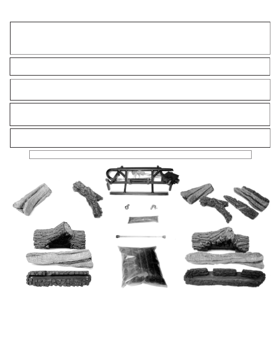 Caution, Golden blount vent-free log set component parts | Golden Technologies 18" - 24" & 30" User Manual | Page 3 / 11