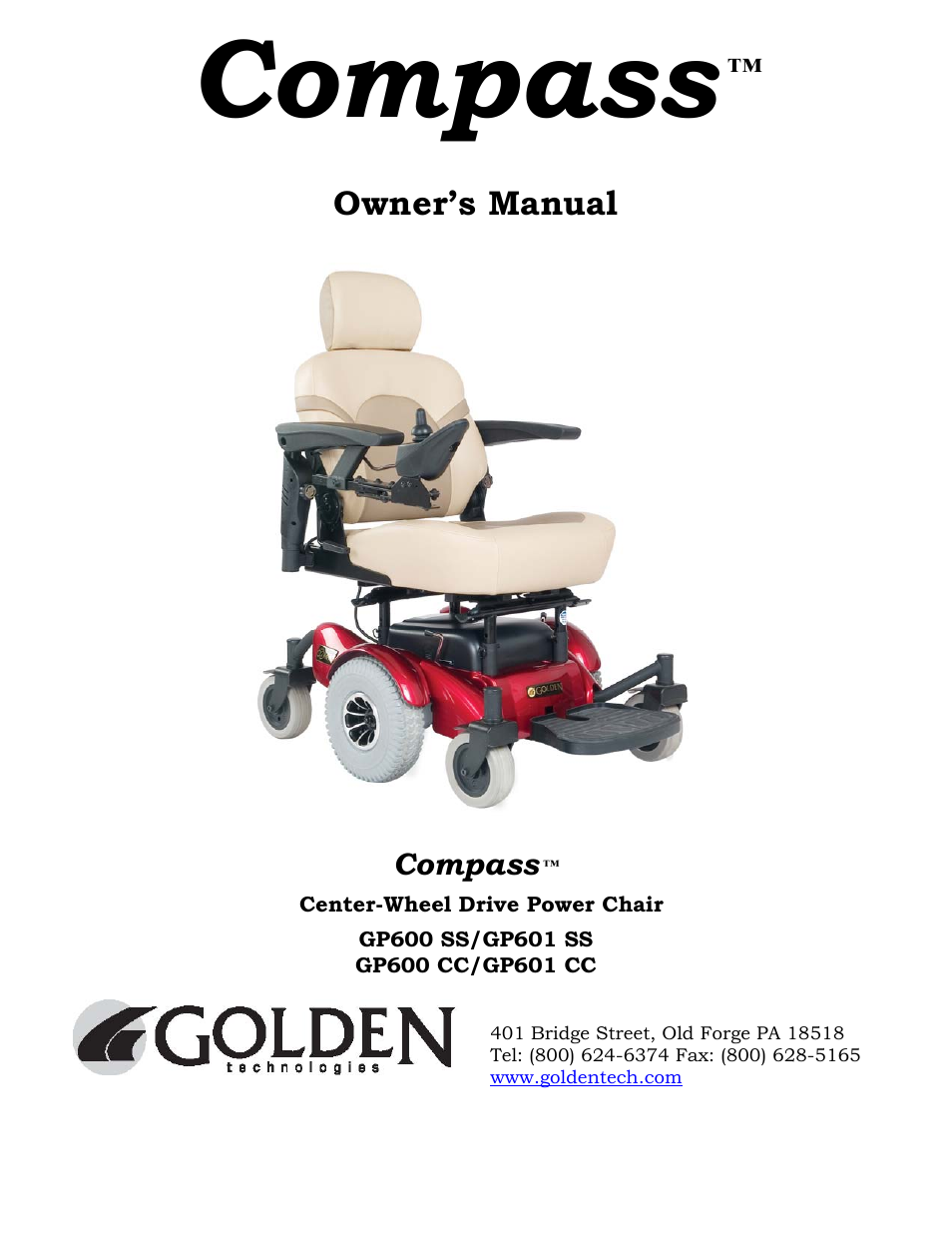 Golden Technologies Compass GP601 CC User Manual | 34 pages