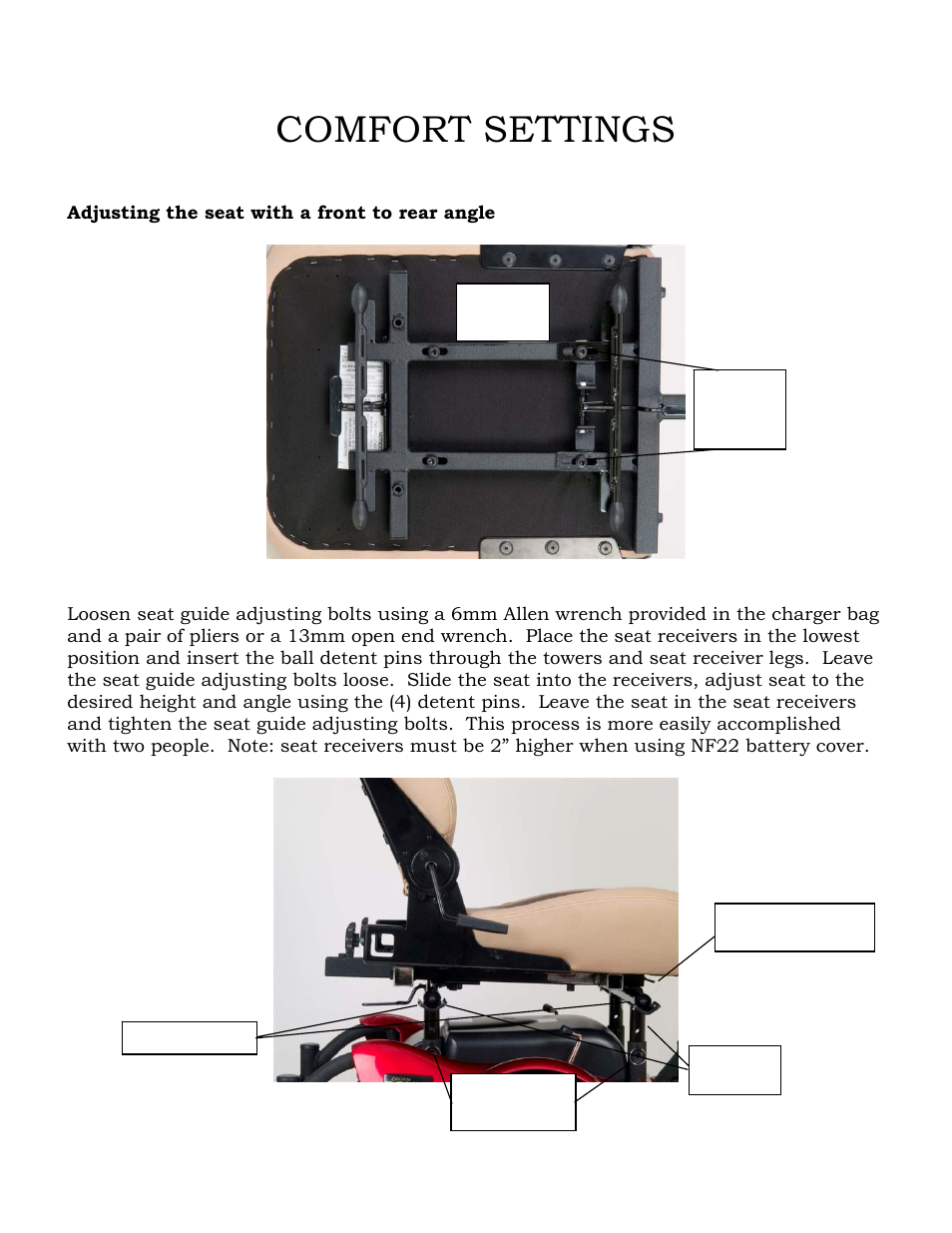 Comfort settings | Golden Technologies Compass GP601 CC User Manual | Page 17 / 34