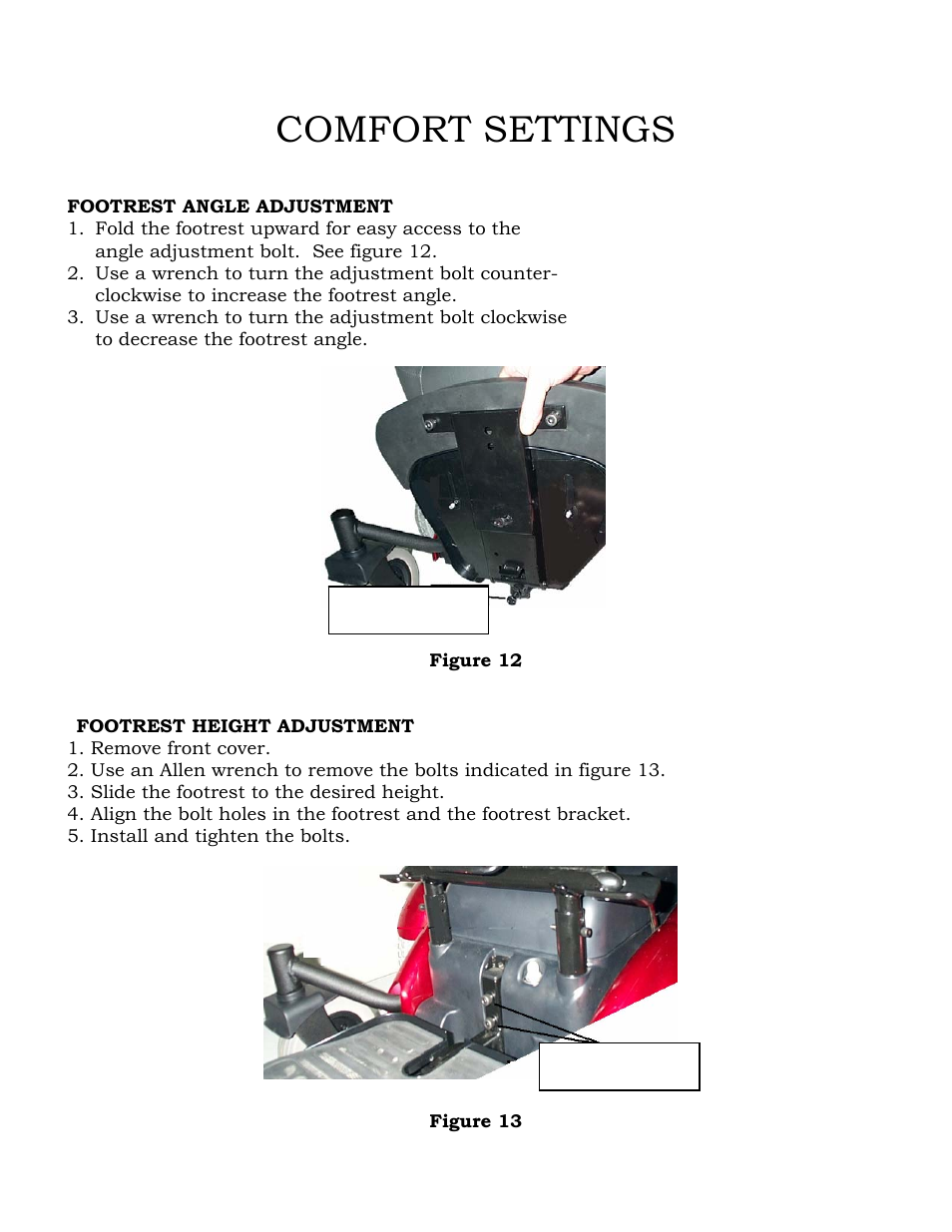 Comfort settings | Golden Technologies Compass GP601 CC User Manual | Page 19 / 34