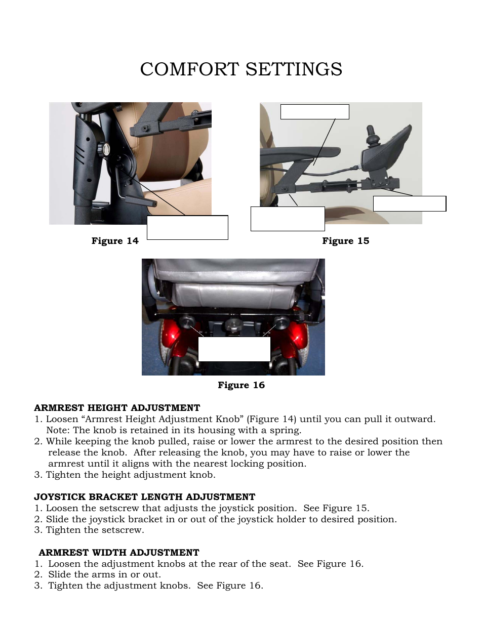 Comfort settings | Golden Technologies Compass GP601 CC User Manual | Page 21 / 34