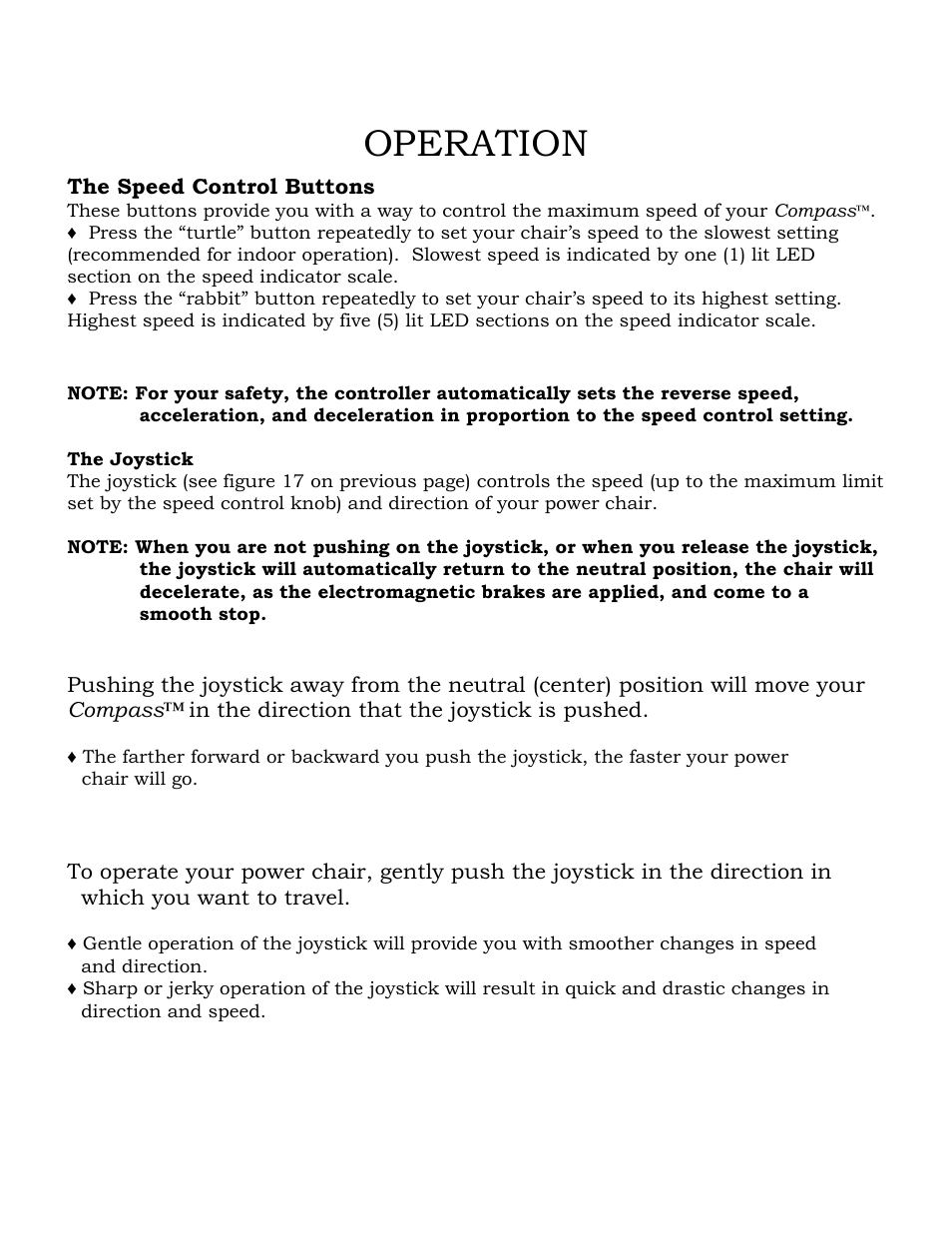 Operation | Golden Technologies Compass GP601 CC User Manual | Page 23 / 34