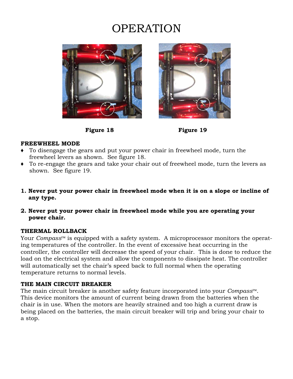 Operation | Golden Technologies Compass GP601 CC User Manual | Page 27 / 34