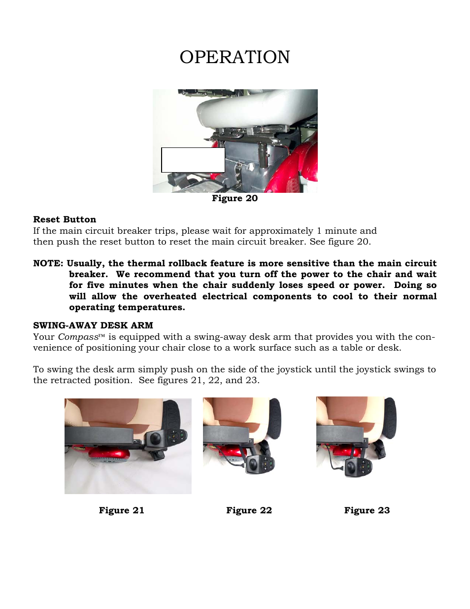 Operation | Golden Technologies Compass GP601 CC User Manual | Page 28 / 34