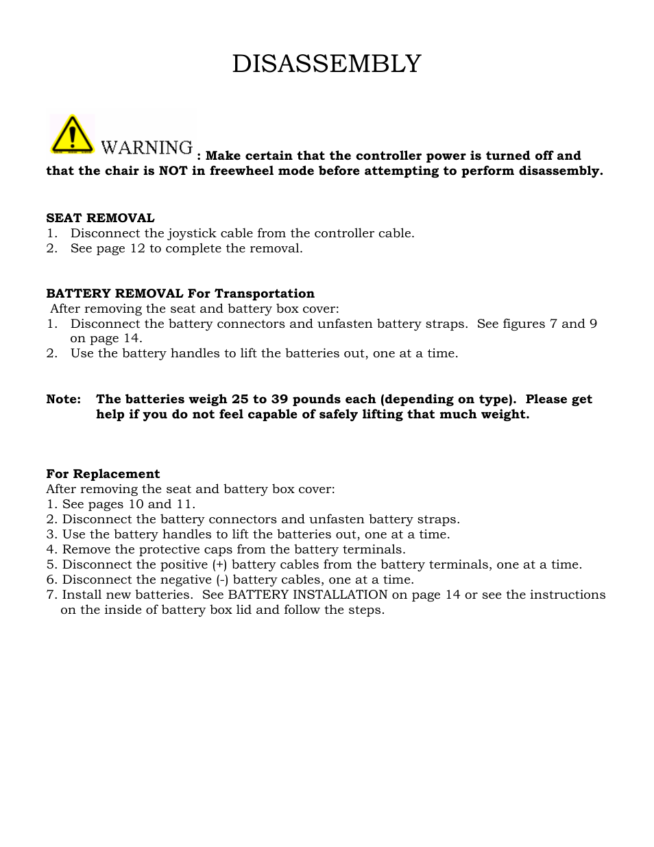 Disassembly | Golden Technologies Compass GP601 CC User Manual | Page 31 / 34