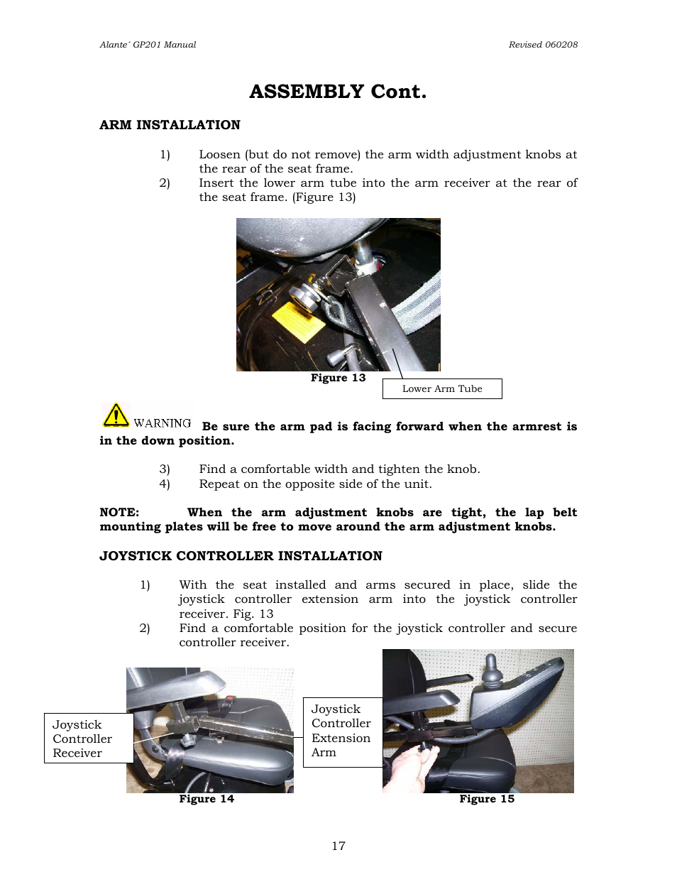 Assembly cont | Golden Technologies ALANTE GP201SS User Manual | Page 17 / 40