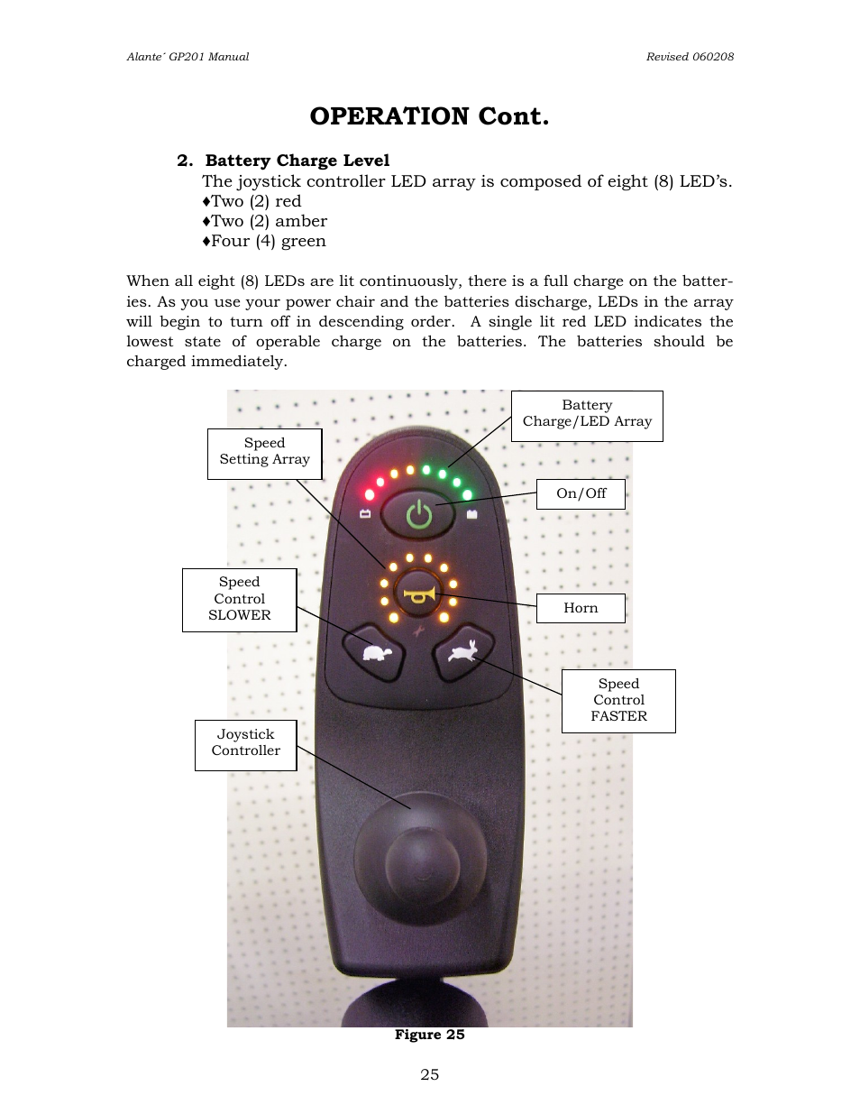 Operation cont | Golden Technologies ALANTE GP201SS User Manual | Page 25 / 40