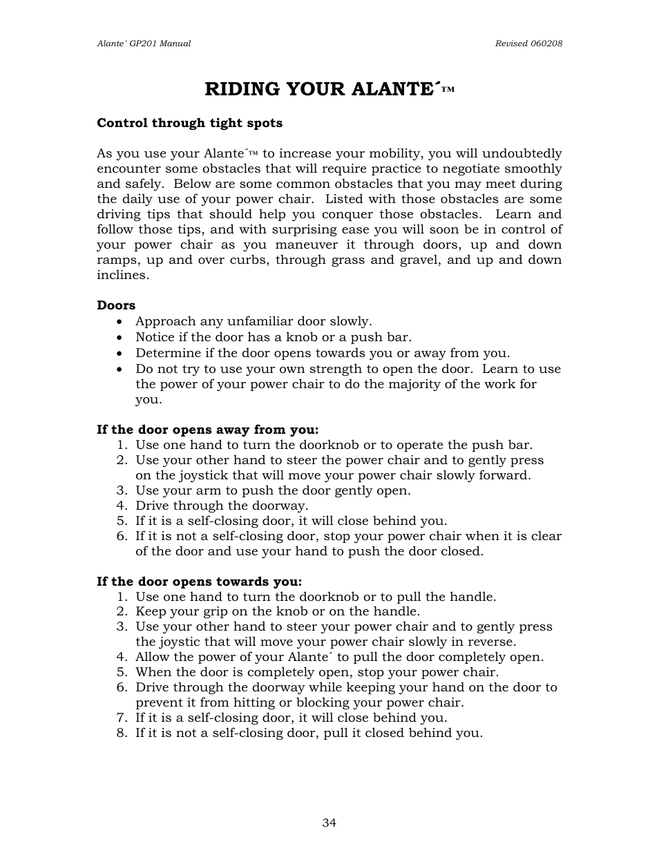 Riding your alante | Golden Technologies ALANTE GP201SS User Manual | Page 34 / 40