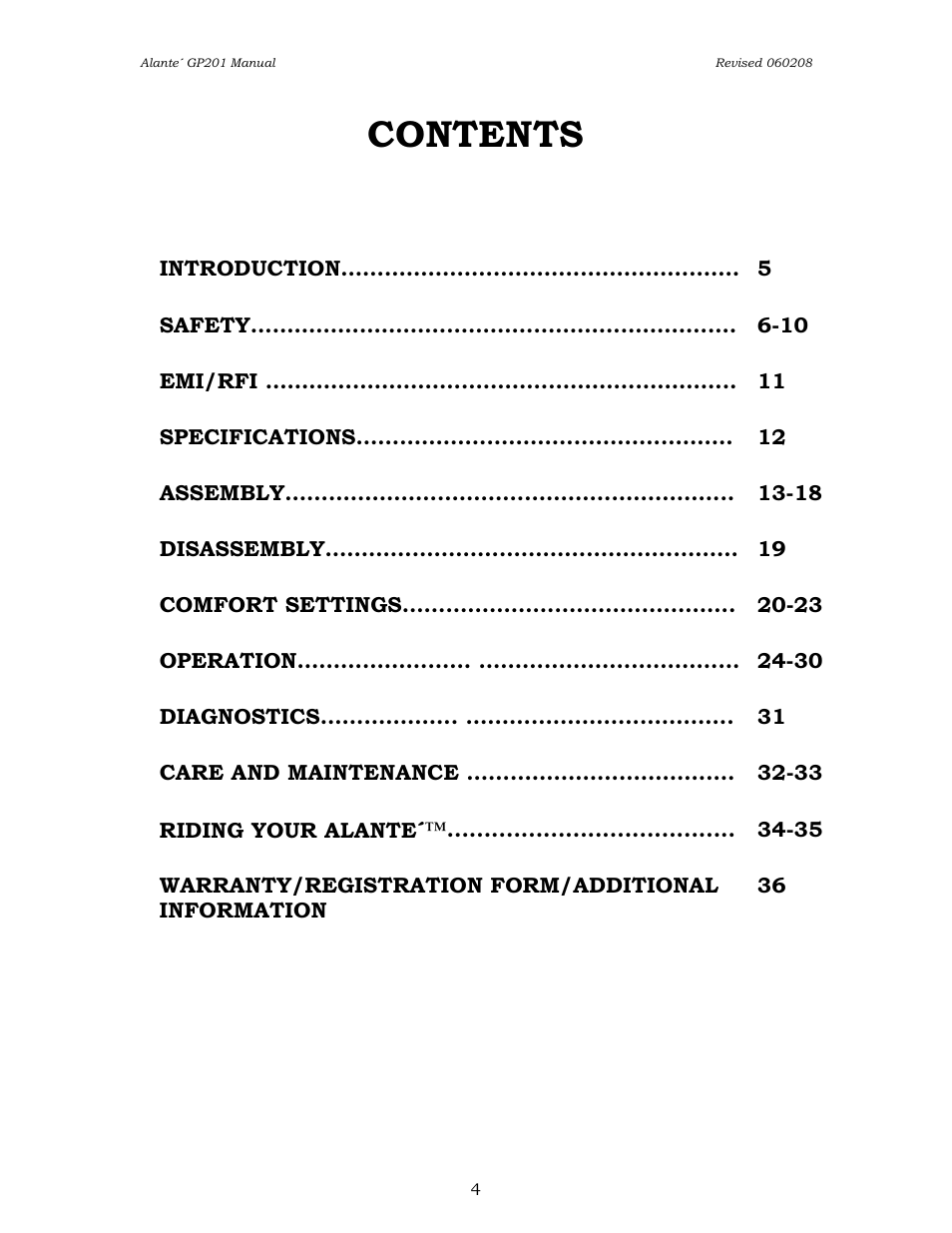 Golden Technologies ALANTE GP201SS User Manual | Page 4 / 40