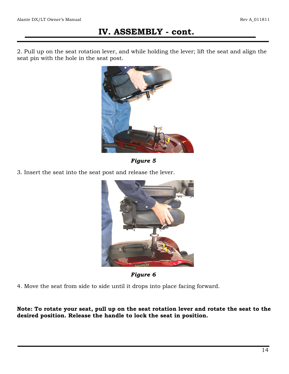 Iv. assembly - cont | Golden Technologies GP215 User Manual | Page 15 / 46