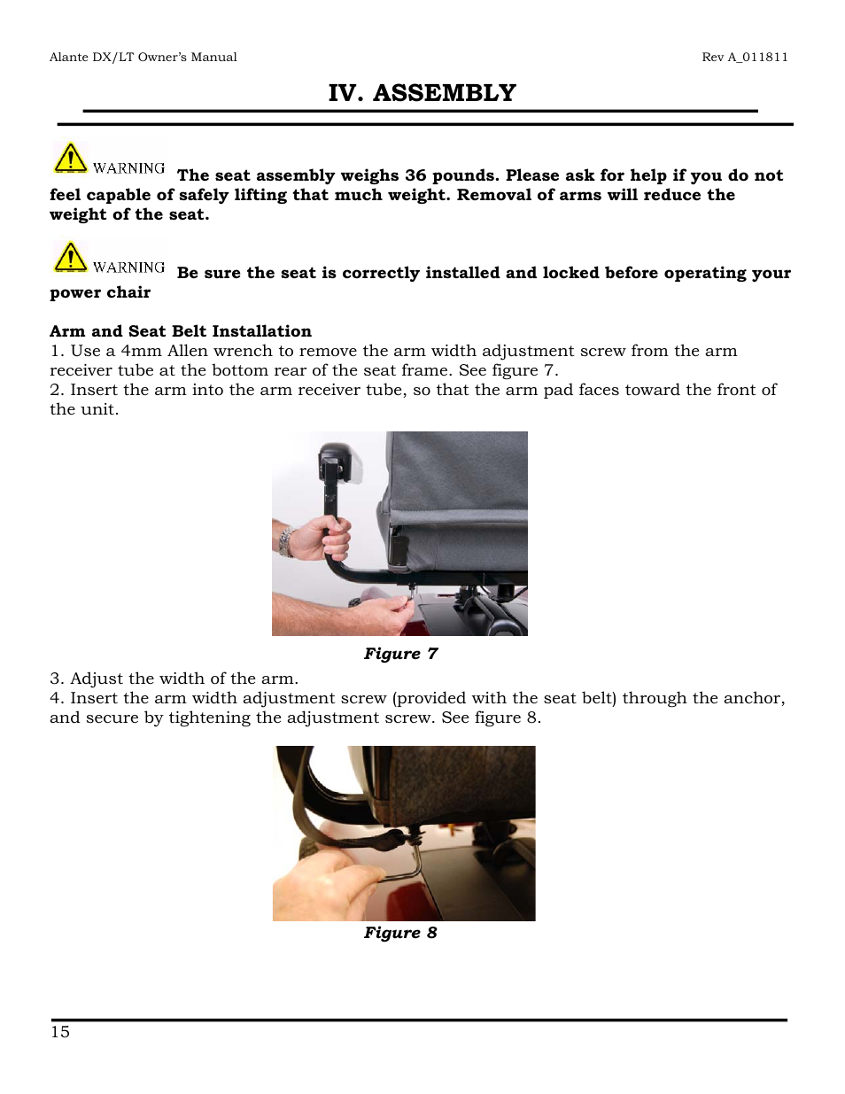 Iv. assembly | Golden Technologies GP215 User Manual | Page 16 / 46