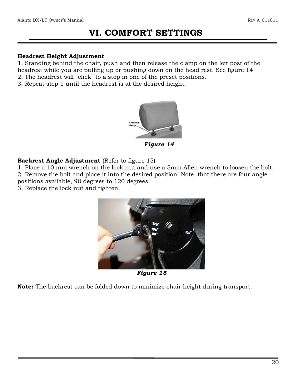 Vi. comfort settings | Golden Technologies GP215 User Manual | Page 21 / 46