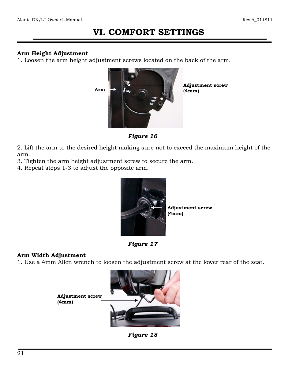 Vi. comfort settings | Golden Technologies GP215 User Manual | Page 22 / 46