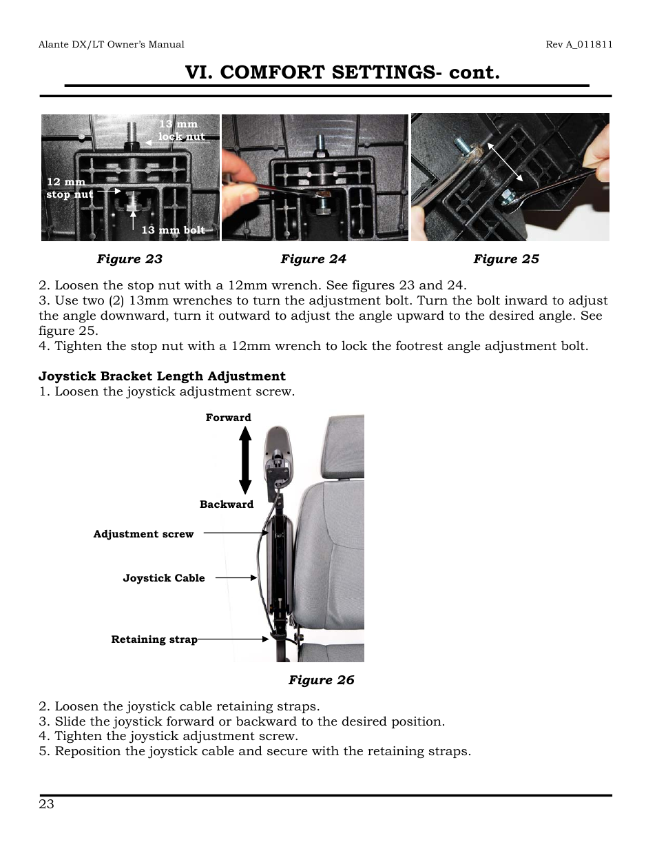 Vi. comfort settings- cont | Golden Technologies GP215 User Manual | Page 24 / 46