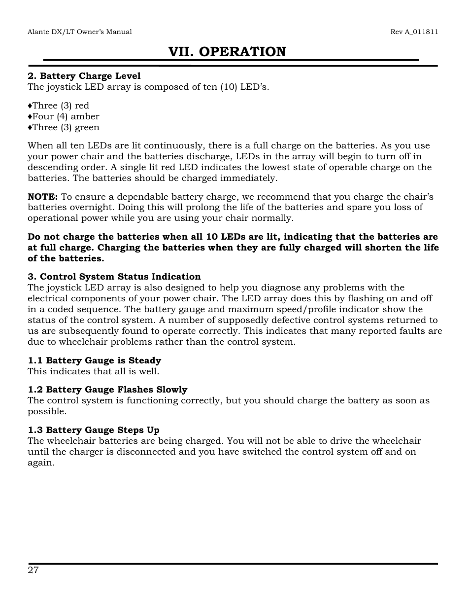 Vii. operation | Golden Technologies GP215 User Manual | Page 28 / 46