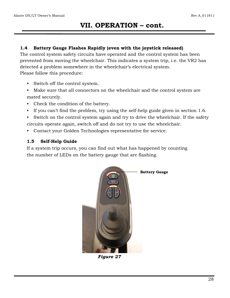 Vii. operation – cont | Golden Technologies GP215 User Manual | Page 29 / 46