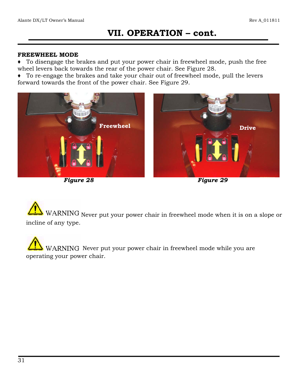 Vii. operation – cont | Golden Technologies GP215 User Manual | Page 32 / 46