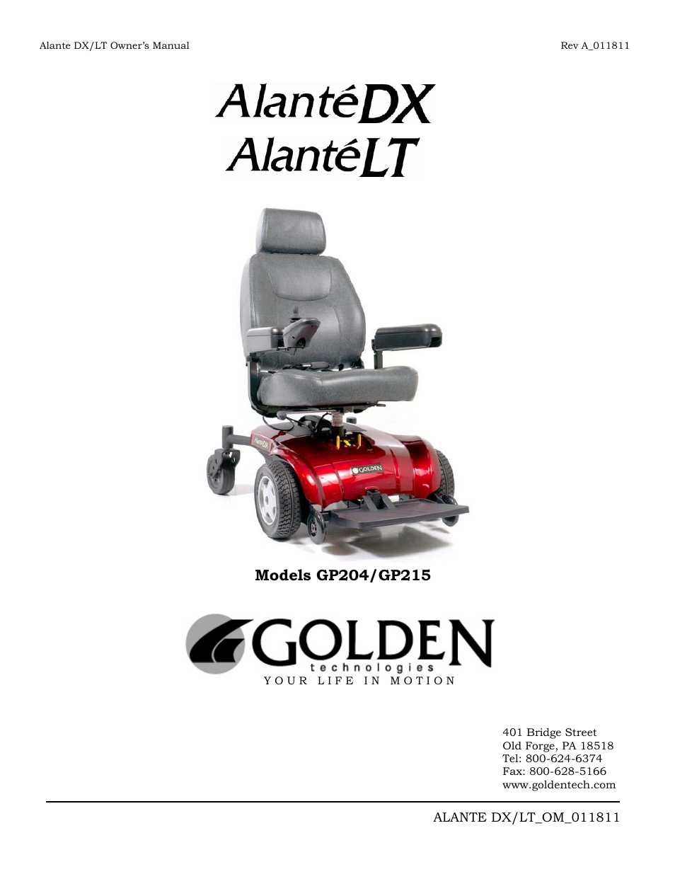 Golden Technologies GP215 User Manual | Page 46 / 46