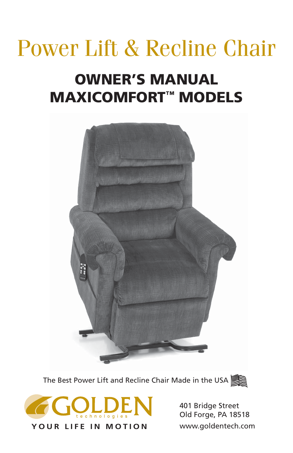 Golden Technologies Power Lift User Manual | 12 pages