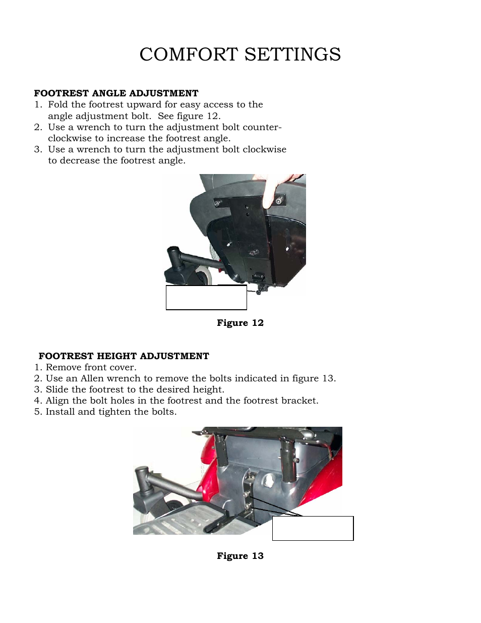 Comfort settings | Golden Technologies GP601 User Manual | Page 18 / 32