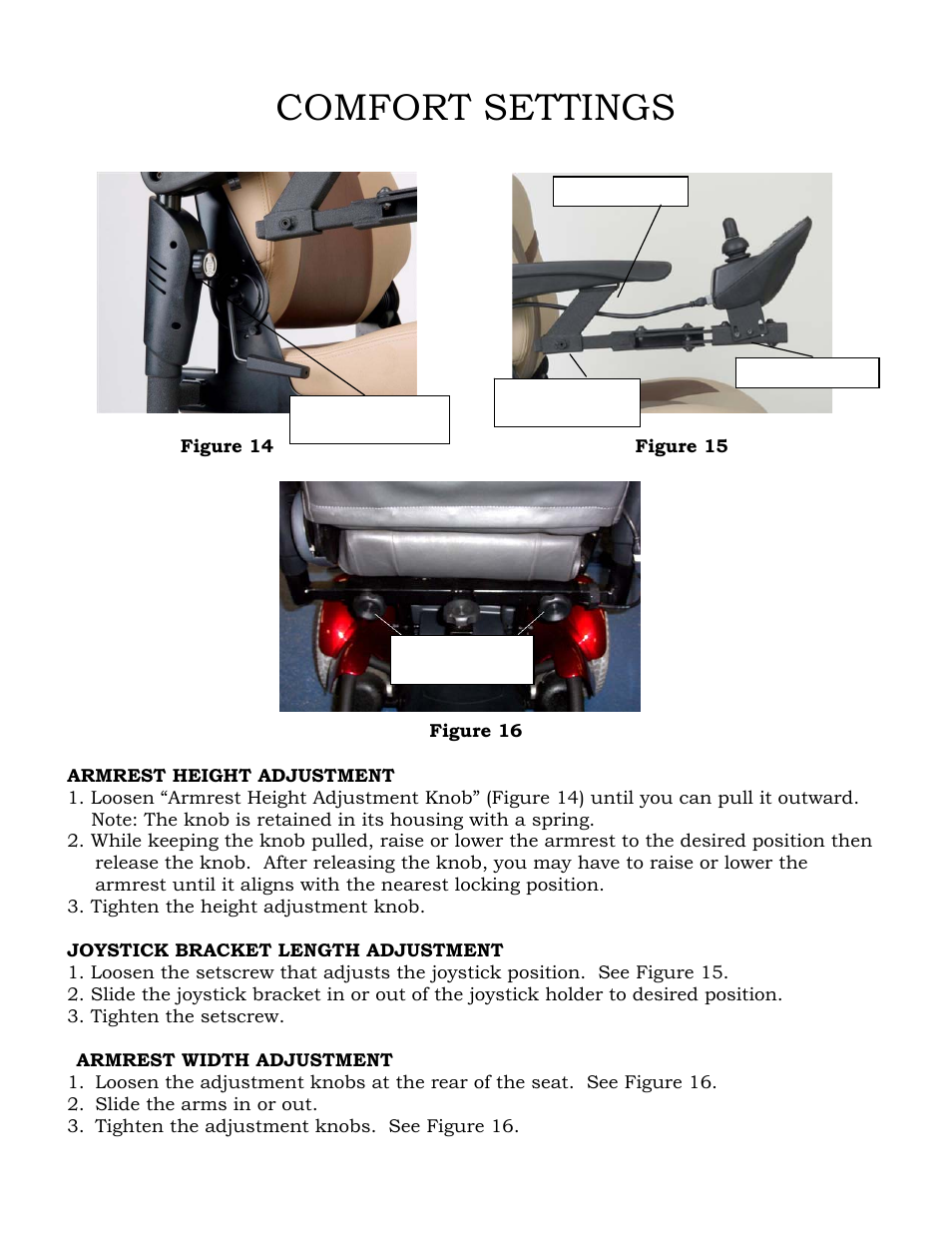 Comfort settings | Golden Technologies GP601 User Manual | Page 20 / 32