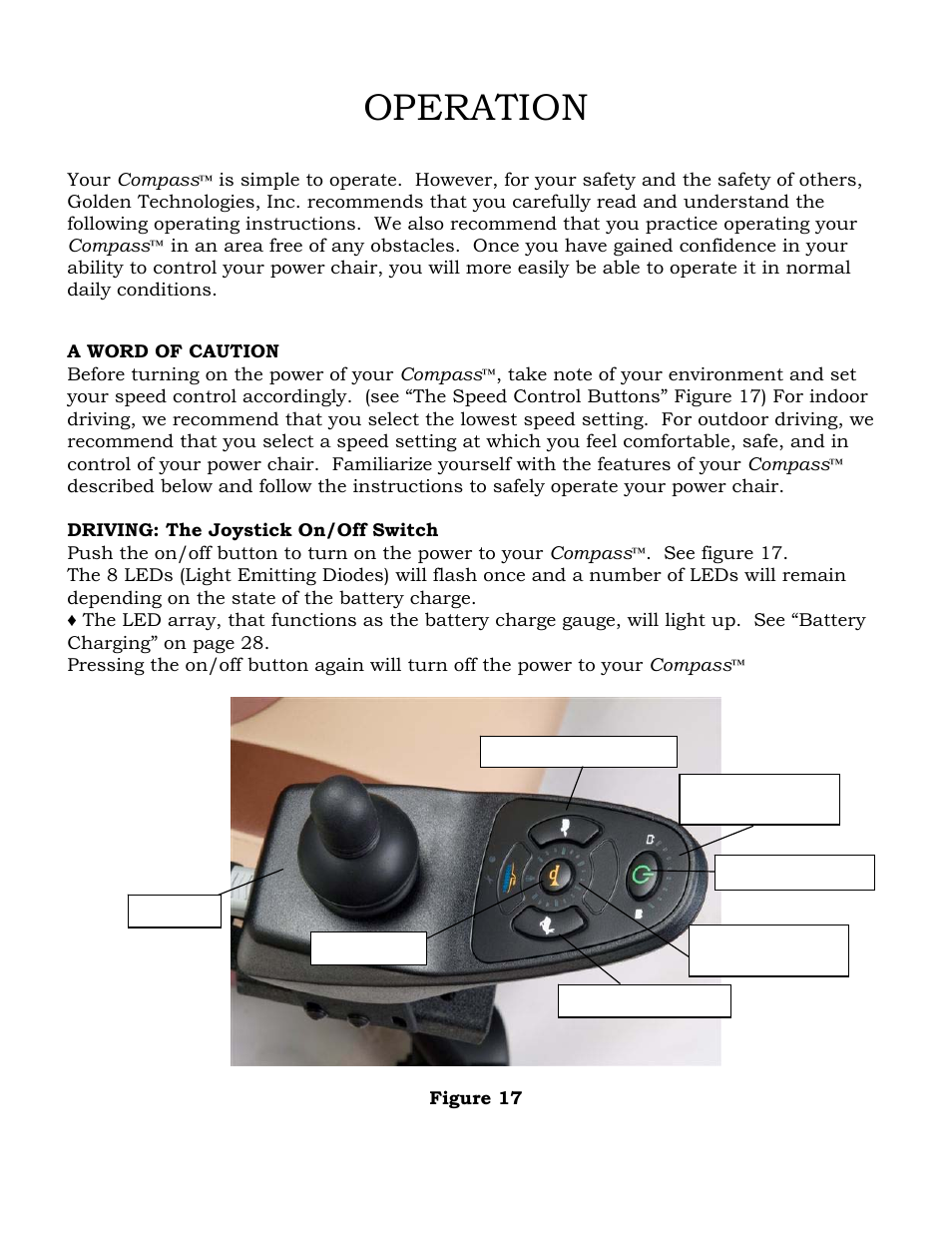 Operation | Golden Technologies GP601 User Manual | Page 21 / 32