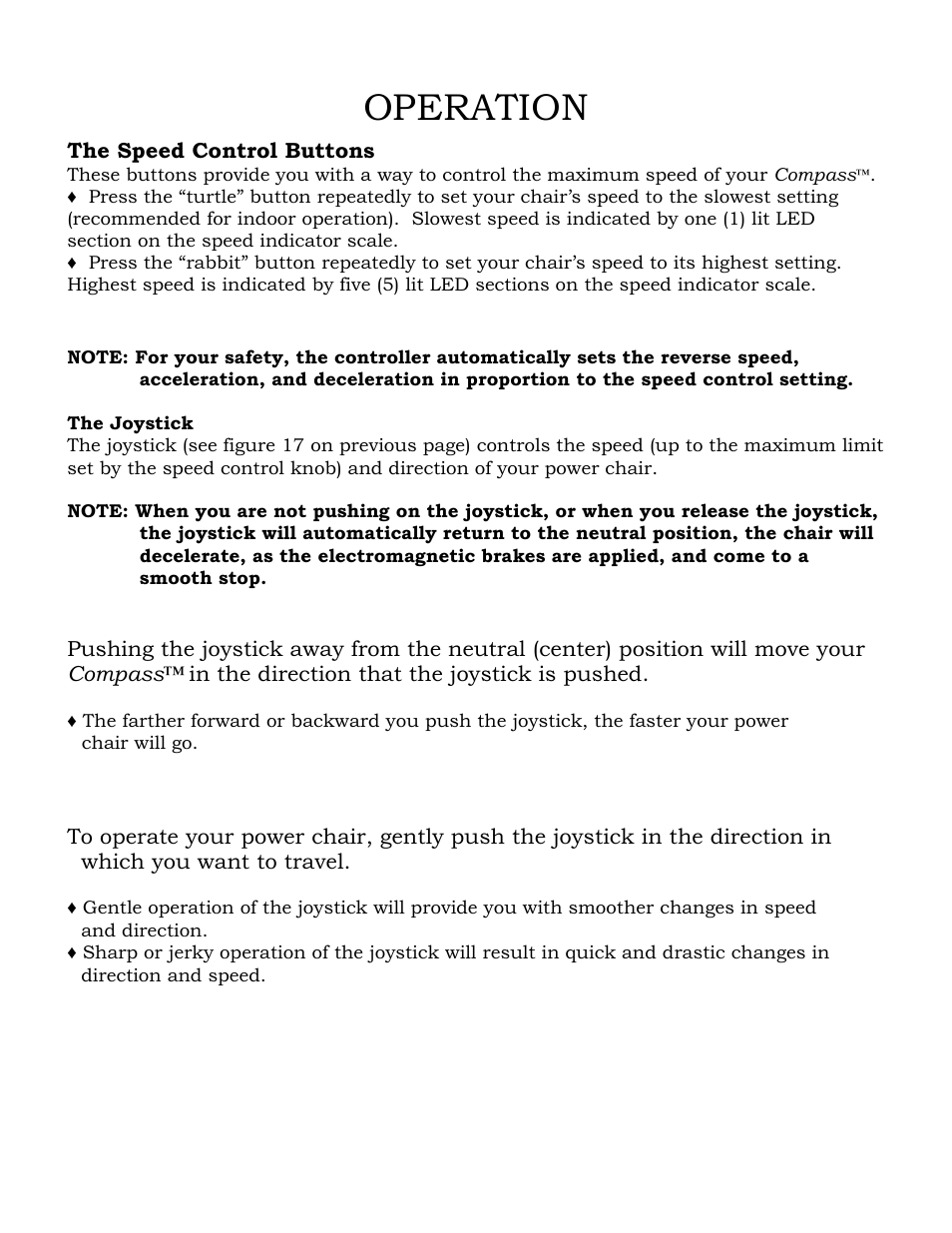 Operation | Golden Technologies GP601 User Manual | Page 22 / 32