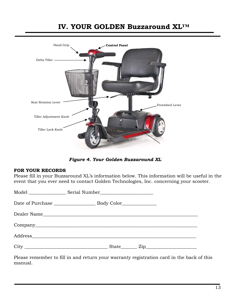 Iv. your golden buzzaround xl | Golden Technologies GB116 User Manual | Page 14 / 44