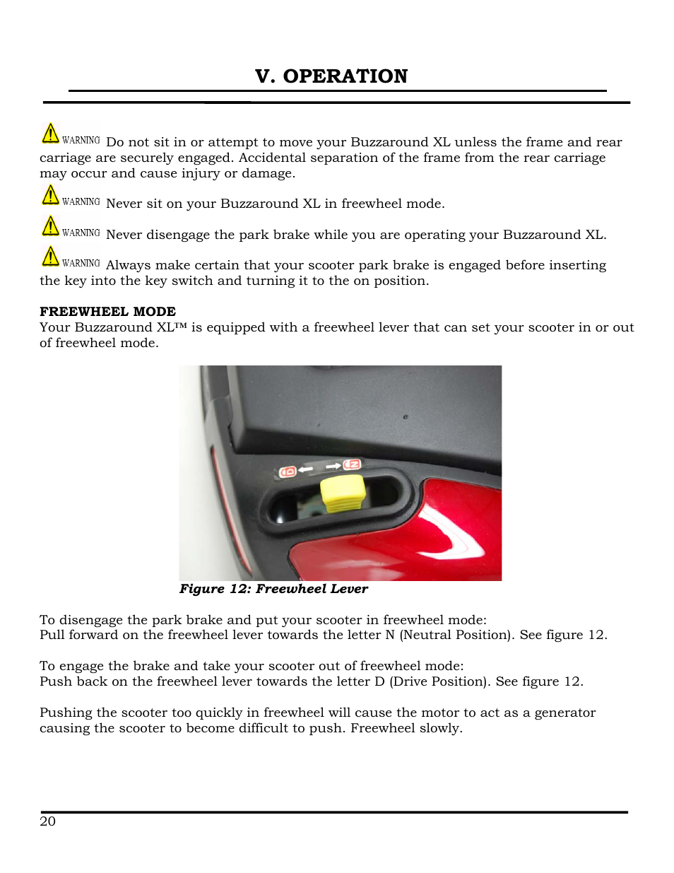 V. operation | Golden Technologies GB116 User Manual | Page 21 / 44