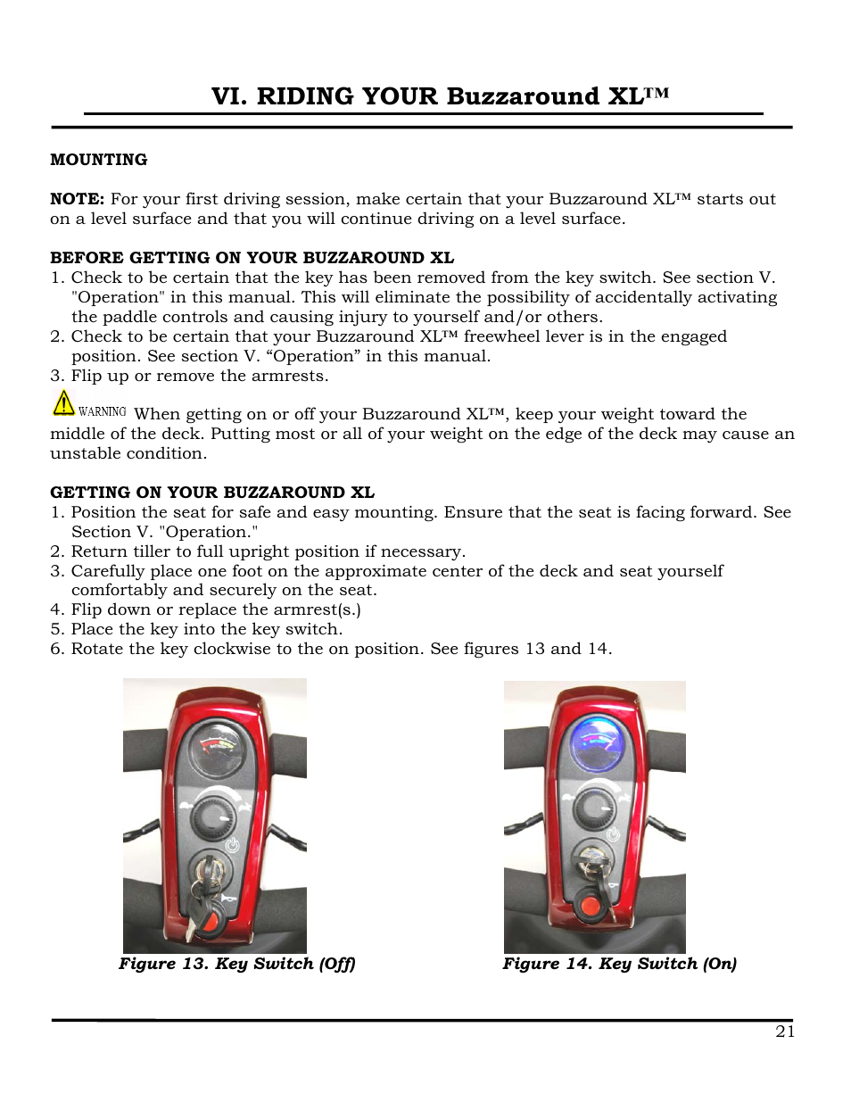 Vi. riding your buzzaround xl | Golden Technologies GB116 User Manual | Page 22 / 44