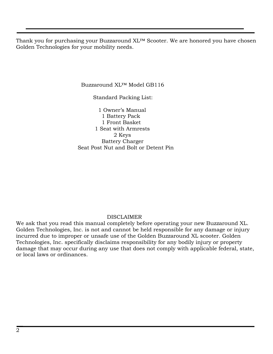 Golden Technologies GB116 User Manual | Page 3 / 44