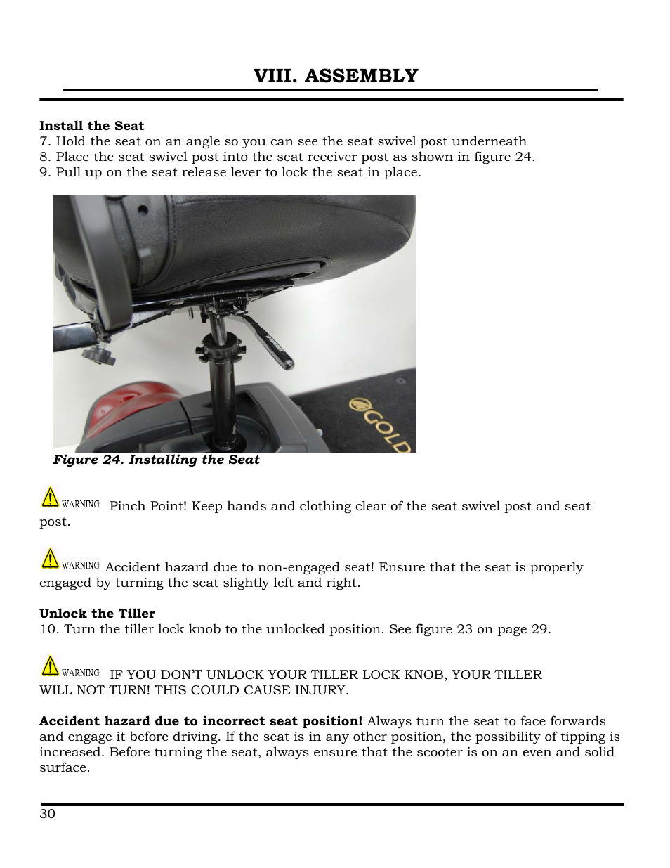 Viii. assembly | Golden Technologies GB116 User Manual | Page 31 / 44