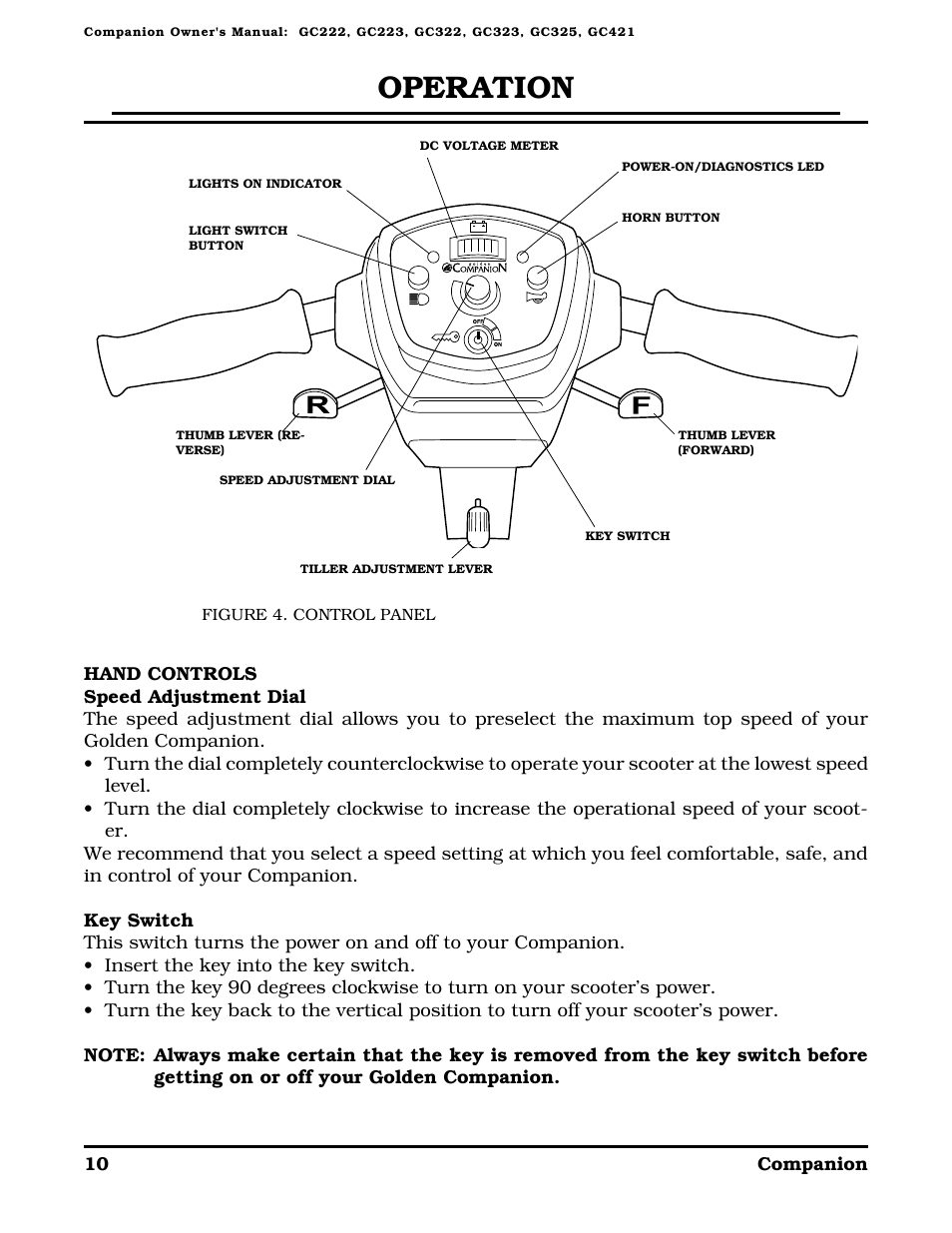 Operation | Golden Technologies Companion II User Manual | Page 12 / 41