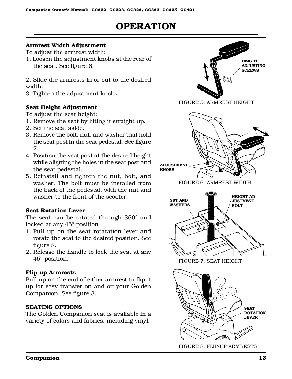 Operation | Golden Technologies Companion II User Manual | Page 15 / 41