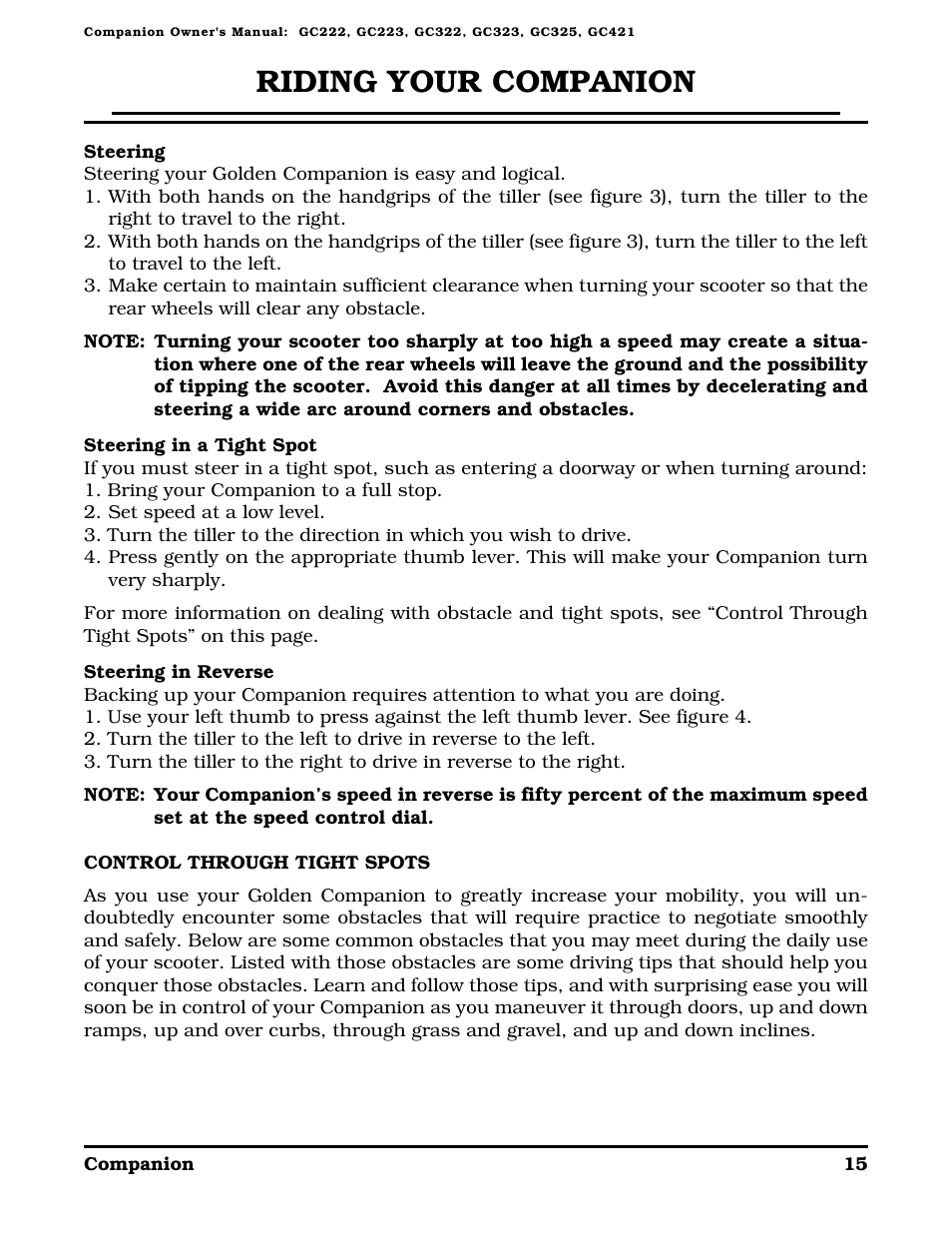 Riding your companion | Golden Technologies Companion II User Manual | Page 17 / 41